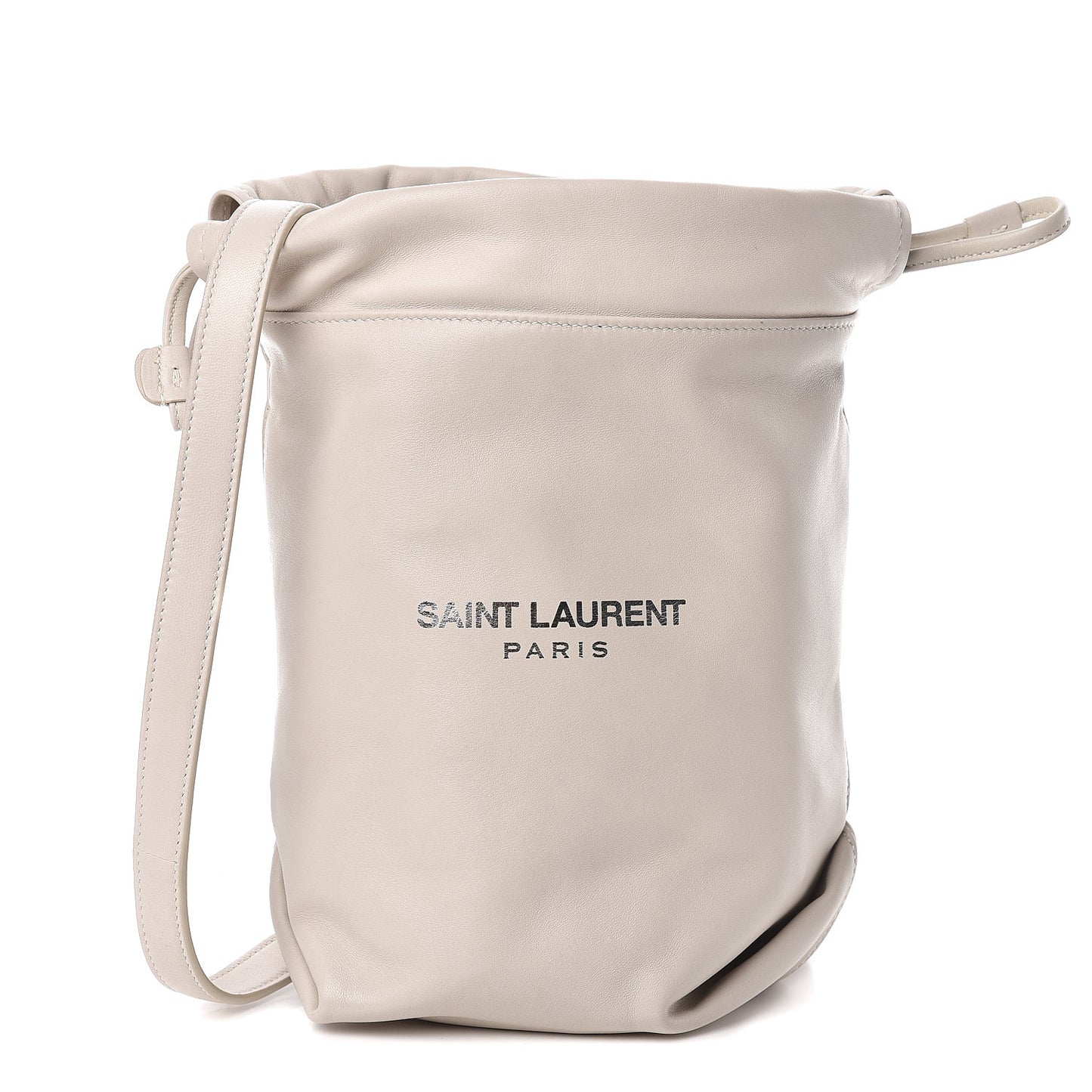 Lambskin Small Teddy Bucket Bag White
