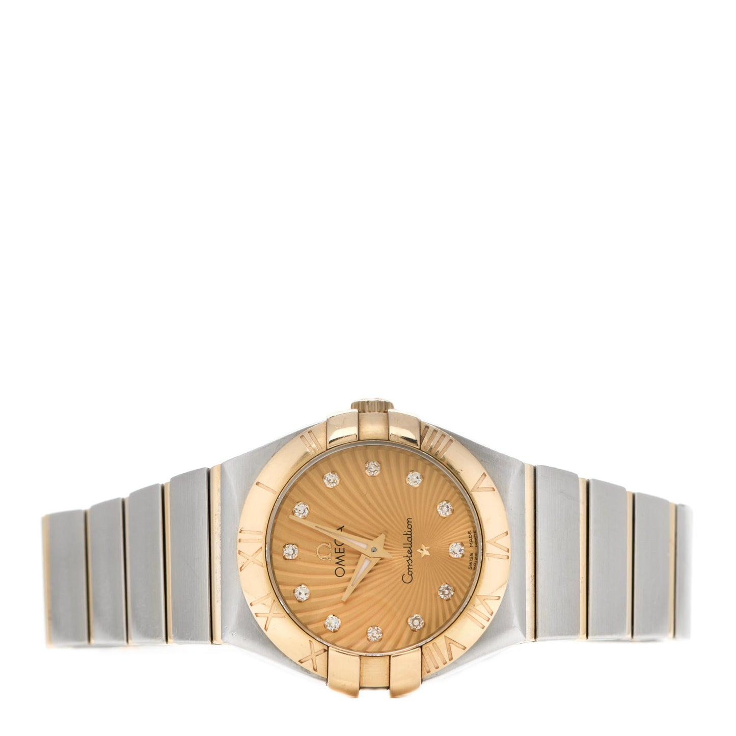 Stainless Steel 18K Yellow Gold Diamond 27mm Constellation Quartz Watch Champagne 123.20.27.60.58.001