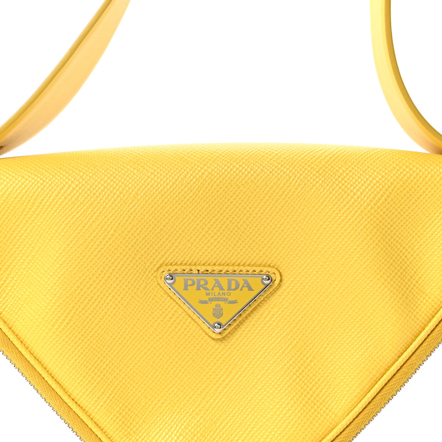 Prada Saffiano Triangle Shoulder Belt Bag Sunny Yellow 1862856