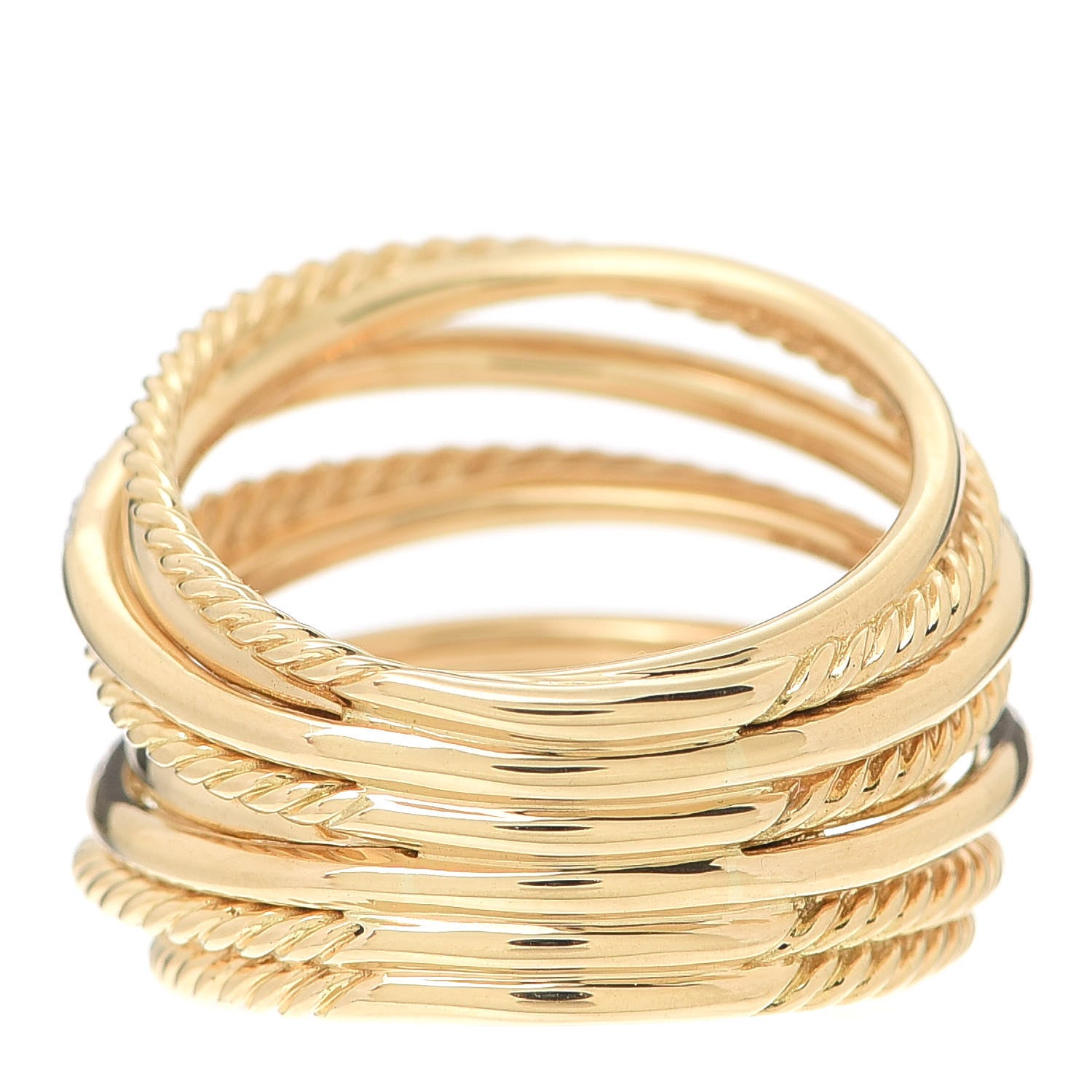 David Yurman 18K Yellow Gold Diamond 18mm Wide Crossover Ring 54 7 3 of 4