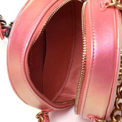 Chanel Iridescent Calfskin Quilted Chanel 19 Round Clutch With Chain Pink 4 of 4