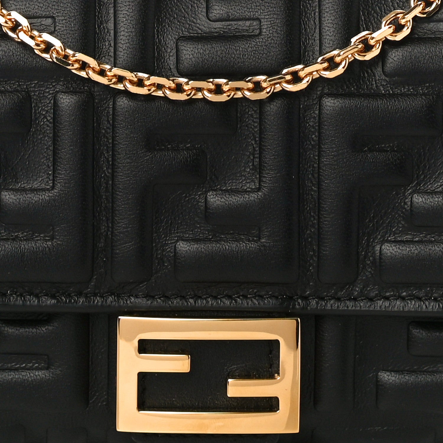 Fendi Nappa Matisse FF Embossed Continental Wallet On Chain Black 10 of 10