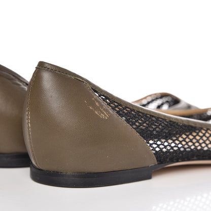 Jimmy Choo Nappa Mesh Hettie Pointy Toe Flats 38 Green 8 of 11