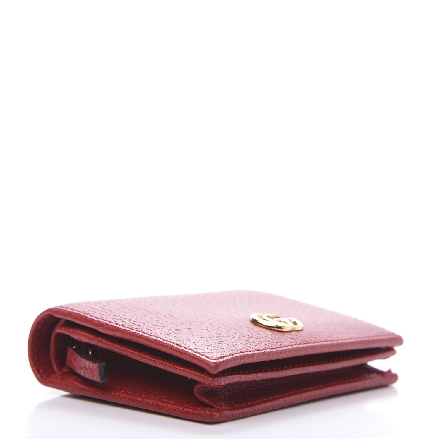 Gucci Pebbled Calfskin GG Marmont Card Case Hibiscus Red 5 of 8