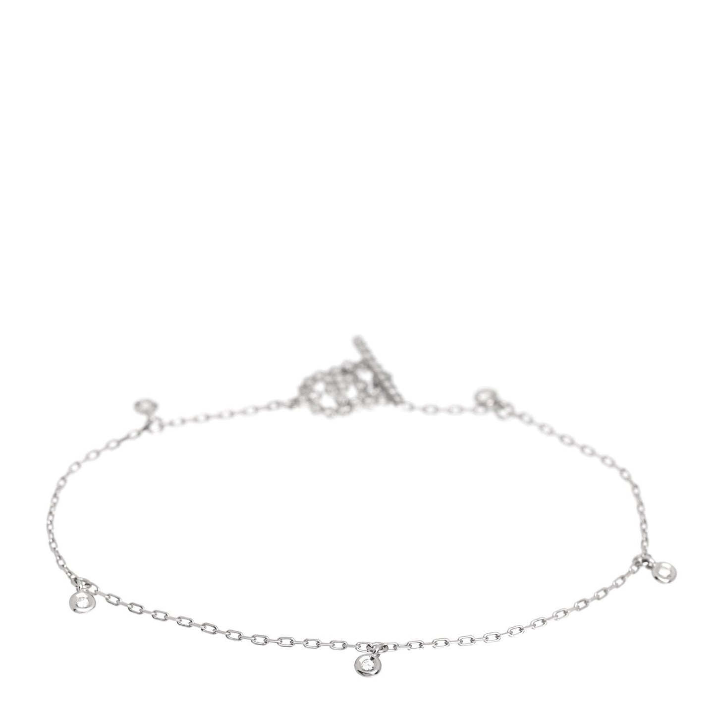 18K White Gold Diamond GG Running Bracelet 17
