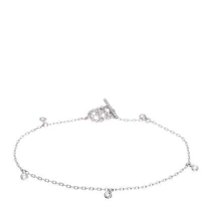 Gucci 18K White Gold Diamond GG Running Bracelet 17 3 of 4