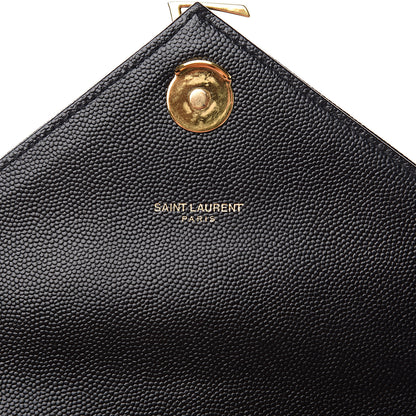 Saint Laurent Grain De Poudre Matelasse Chevron Large Monogram Satchel Black 6 of 9
