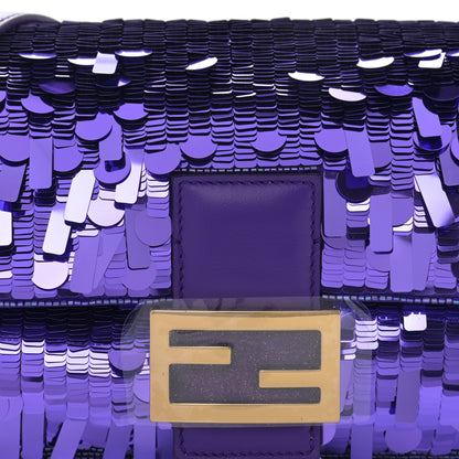 Fendi Sequin Paillettes Shiny Nappa Sex and the City Baguette Viola Purple Rain 8 of 11