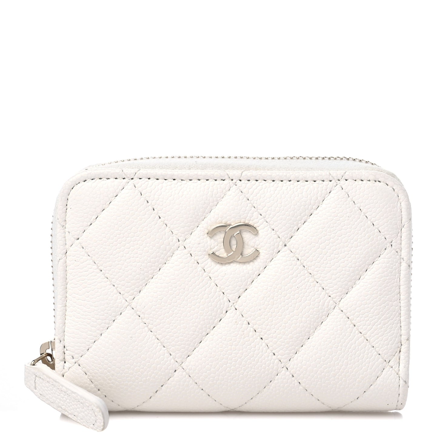 Caviar Quilted Zip Coin Purse White