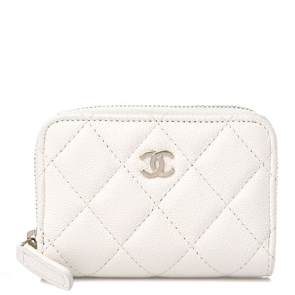 Chanel Caviar Quilted Zip Coin Purse White 1 of 8