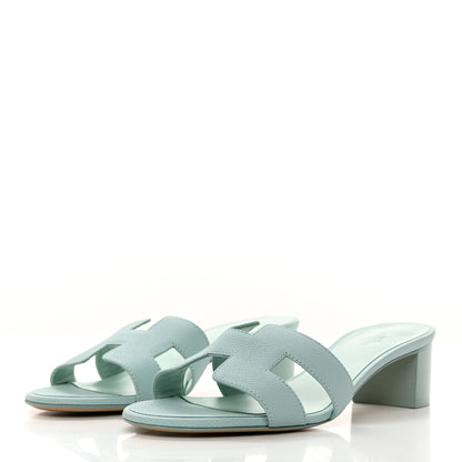 Hermes Epsom Oasis Sandals 37.5 Vert Embrun 3 of 9