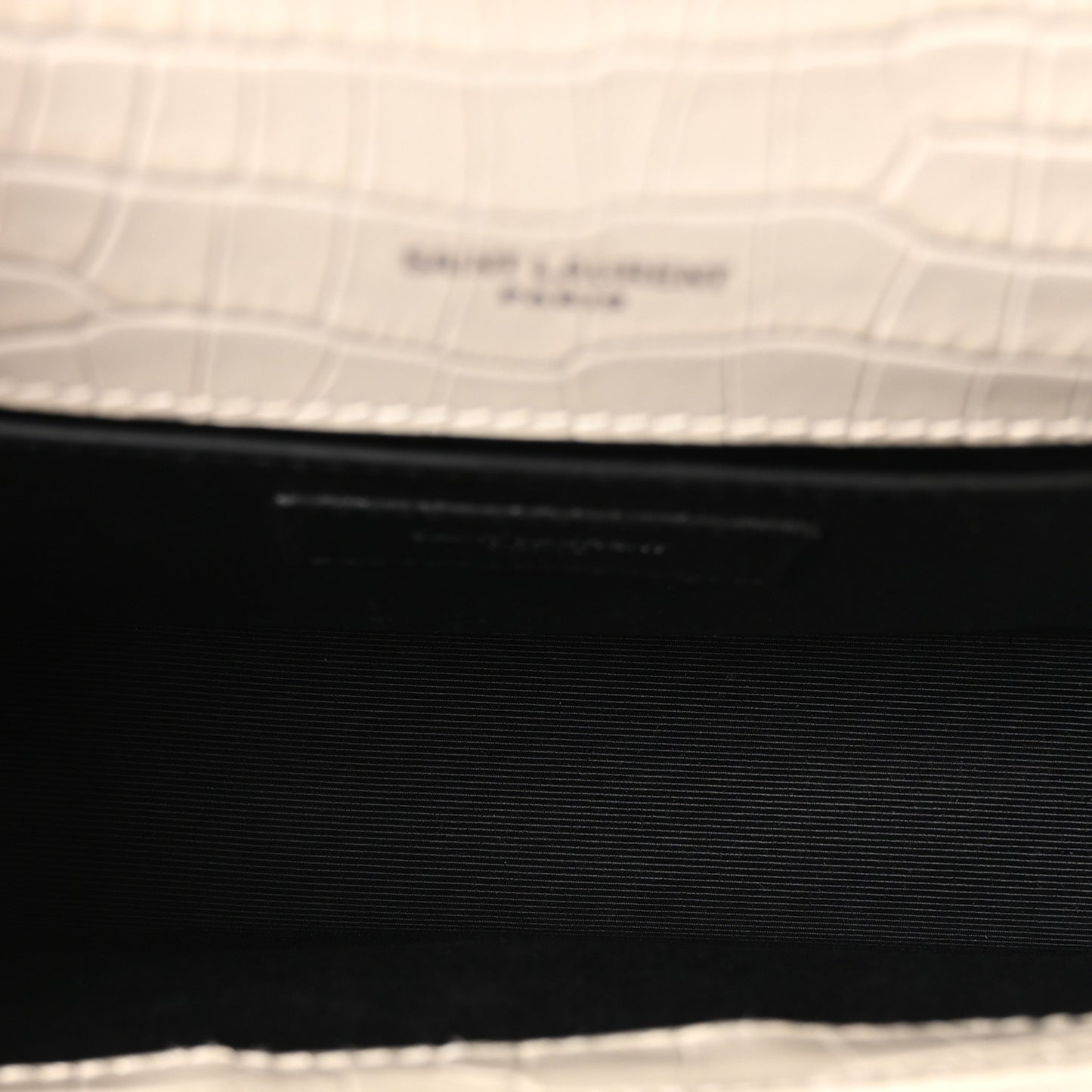 Calfskin Crocodile Embossed Small Classic Monogram Kate Tassel Satchel Blanc Vintage