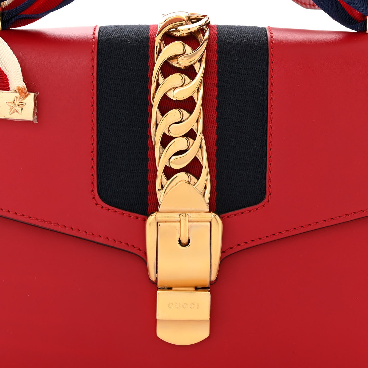 Gucci Calfskin Small Sylvie Shoulder Bag Hibiscus Red 7 of 10