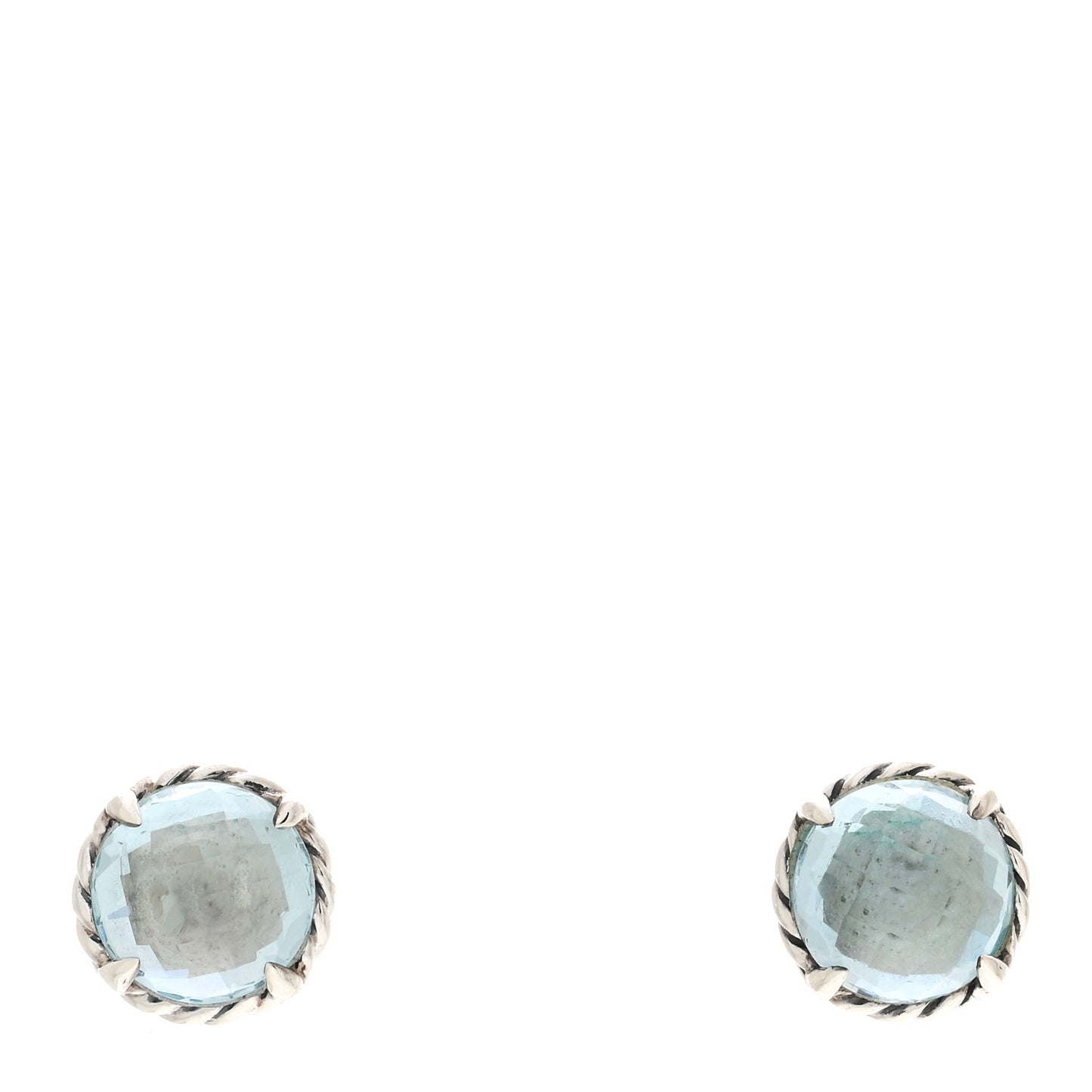 Sterling Silver Blue Topaz 8mm Chatelaine Earrings