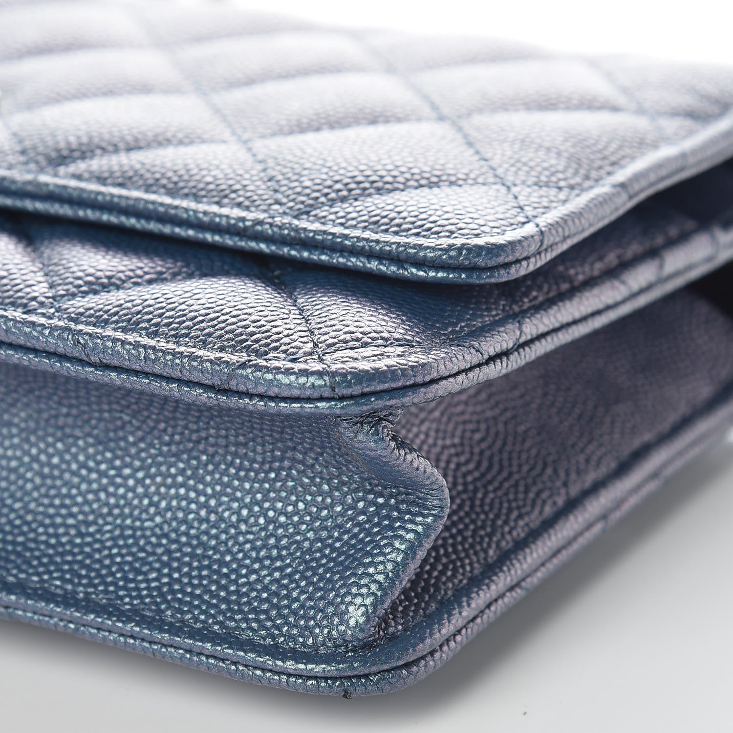 Chanel Iridescent Caviar Quilted Wallet on Chain WOC Dark Blue 10 of 11
