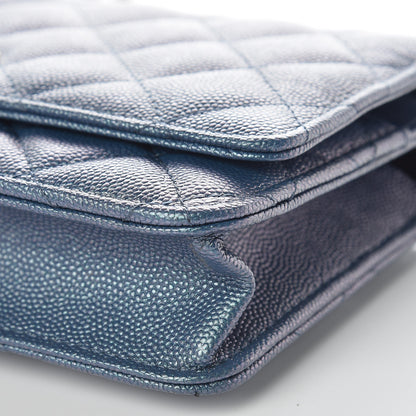 Chanel Iridescent Caviar Quilted Wallet on Chain WOC Dark Blue 10 of 11