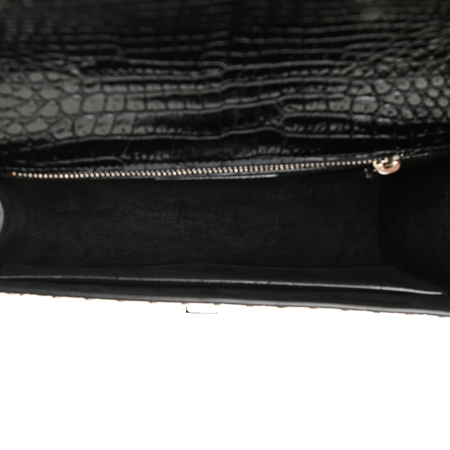 Saint Laurent Crocodile Embossed Calfskin Crystal Embellished Carre Satchel Black 9 of 16