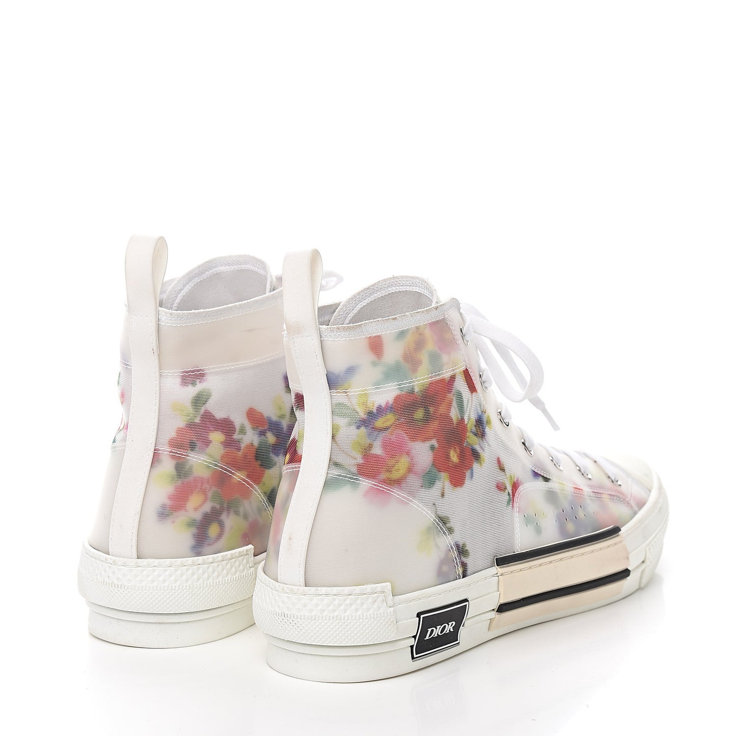 Technical Canvas Flowers Mens B23 High Top Sneakers 47 White
