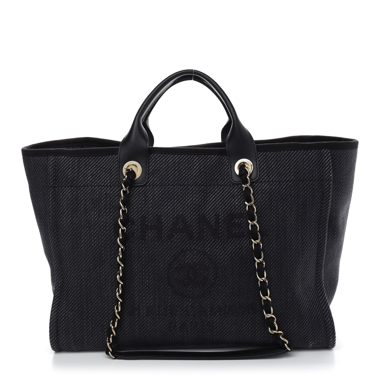 Mixed Fibers Calfskin Medium Deauville Tote Black