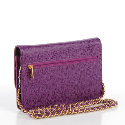 Chanel Caviar Timeless CC Wallet On Chain WOC Purple 4 of 9