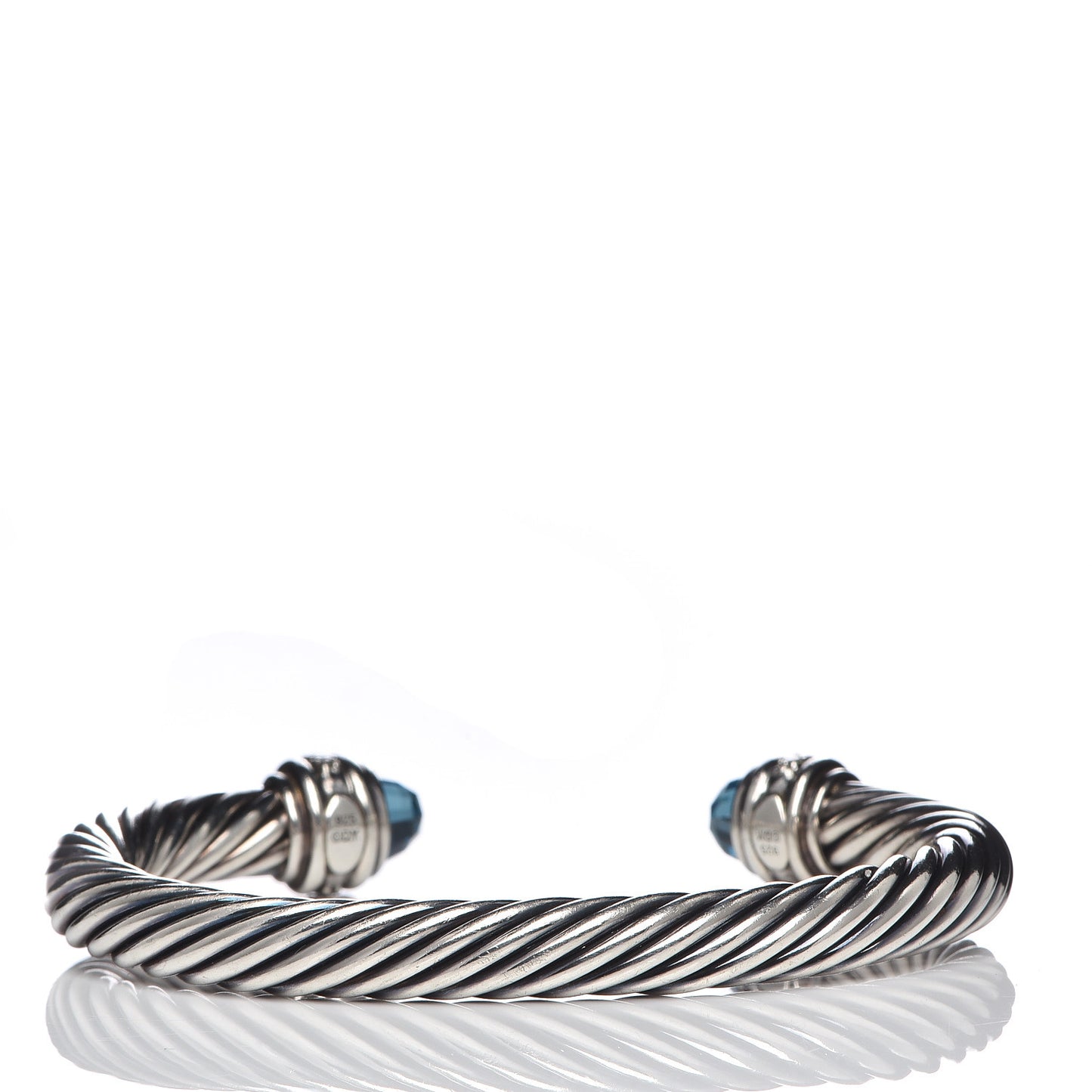 Sterling Silver Blue Topaz Diamond 7mm Cable Classics Bracelet