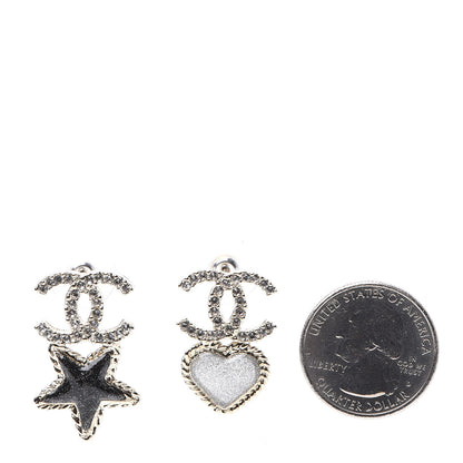 Chanel Crystal Enamel CC Star Heart Earrings Gold 2 of 5
