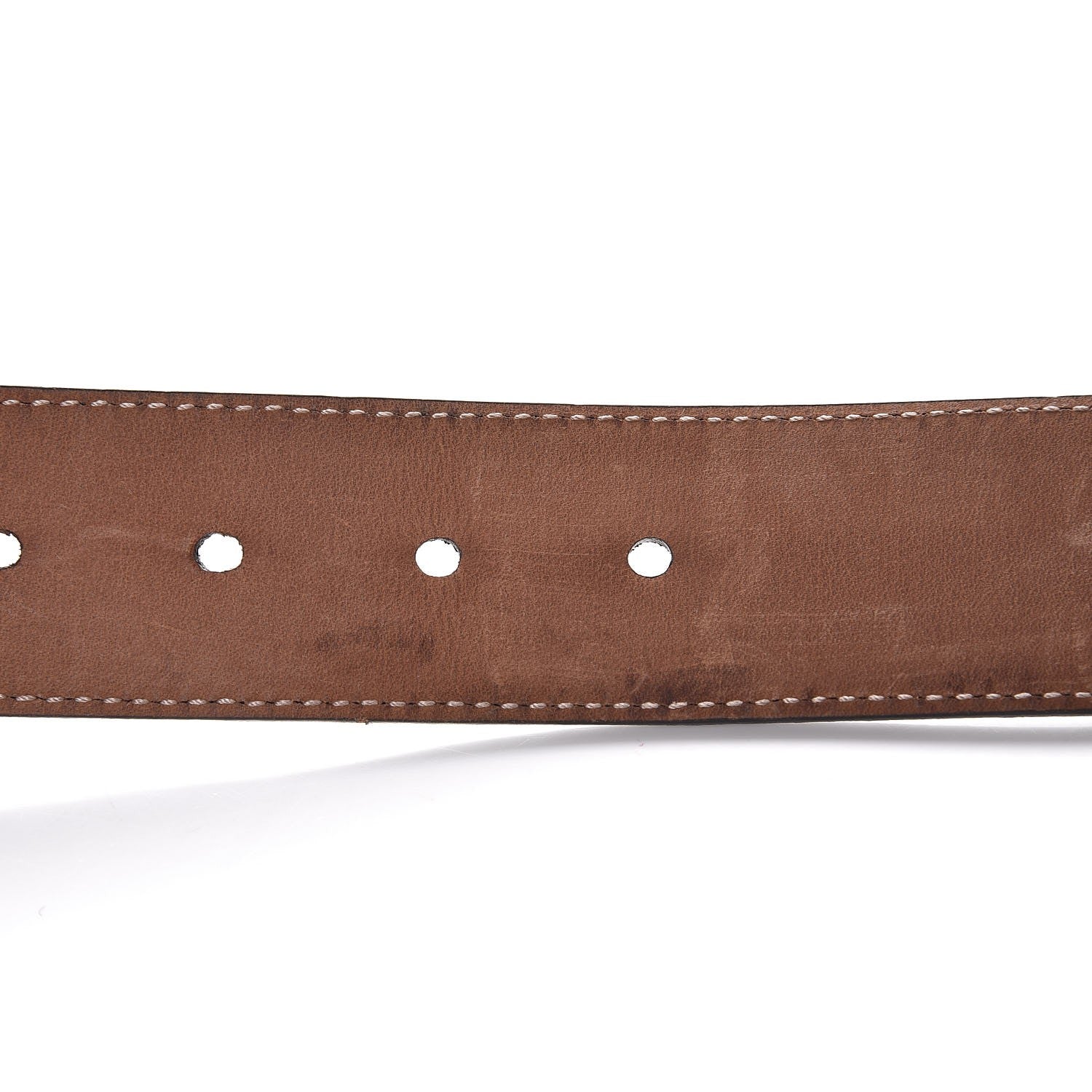 Gucci GG Supremem Monogram Selleria Calfskin Square Spur 40mm Belt 80 32 Beige Blue 8 of 11