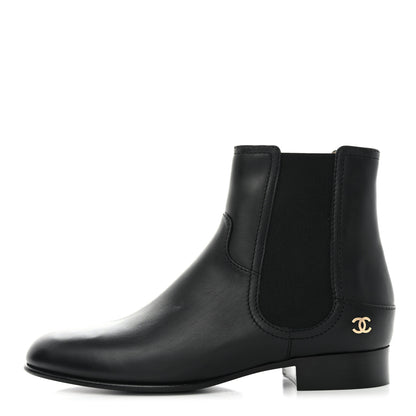 Chanel Calfskin Elastic Short Boots 39.5 Black 1 of 9