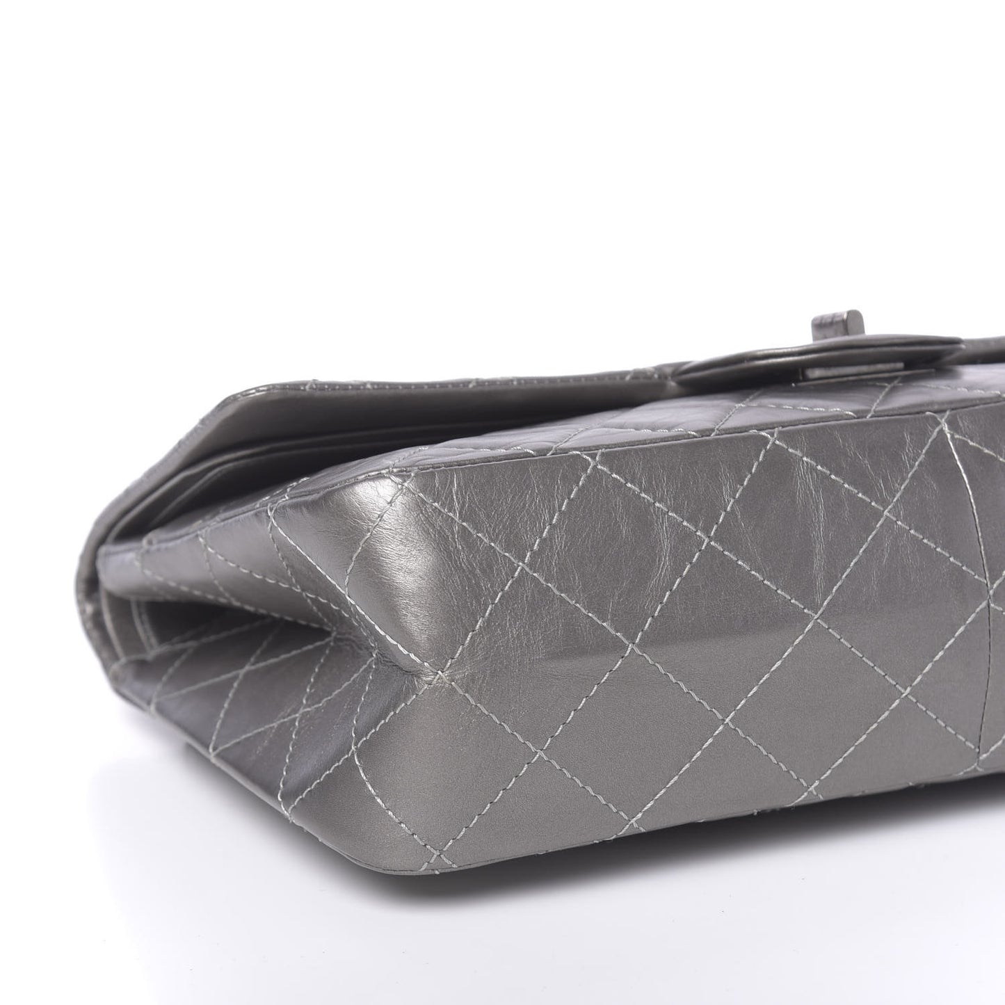 Metallic Aged Calfskin Quilted 2.55 Reissue 227 Flap Argent Fonce