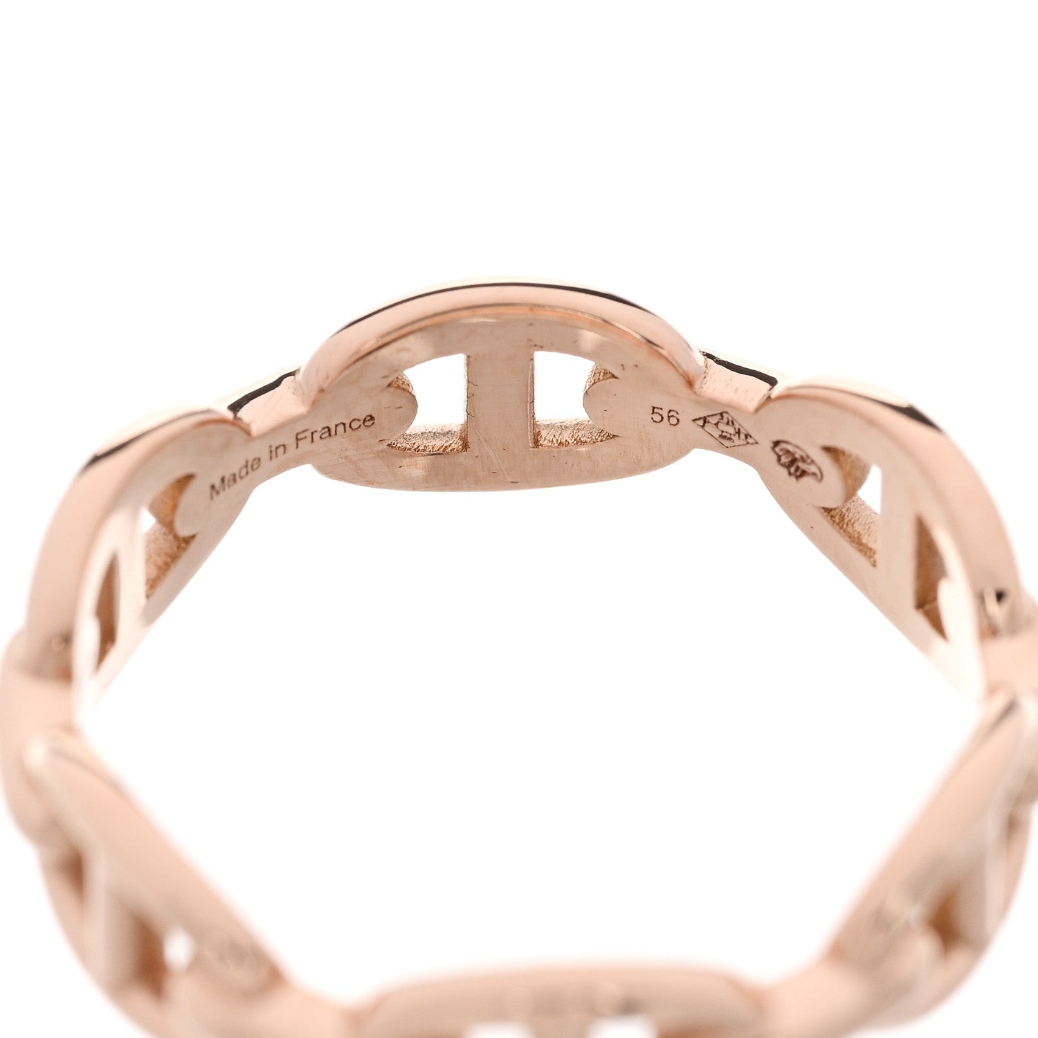 Hermes 18K Rose Gold PM Chaine d'Ancre Enchainee Ring 56 7.5 5 of 6
