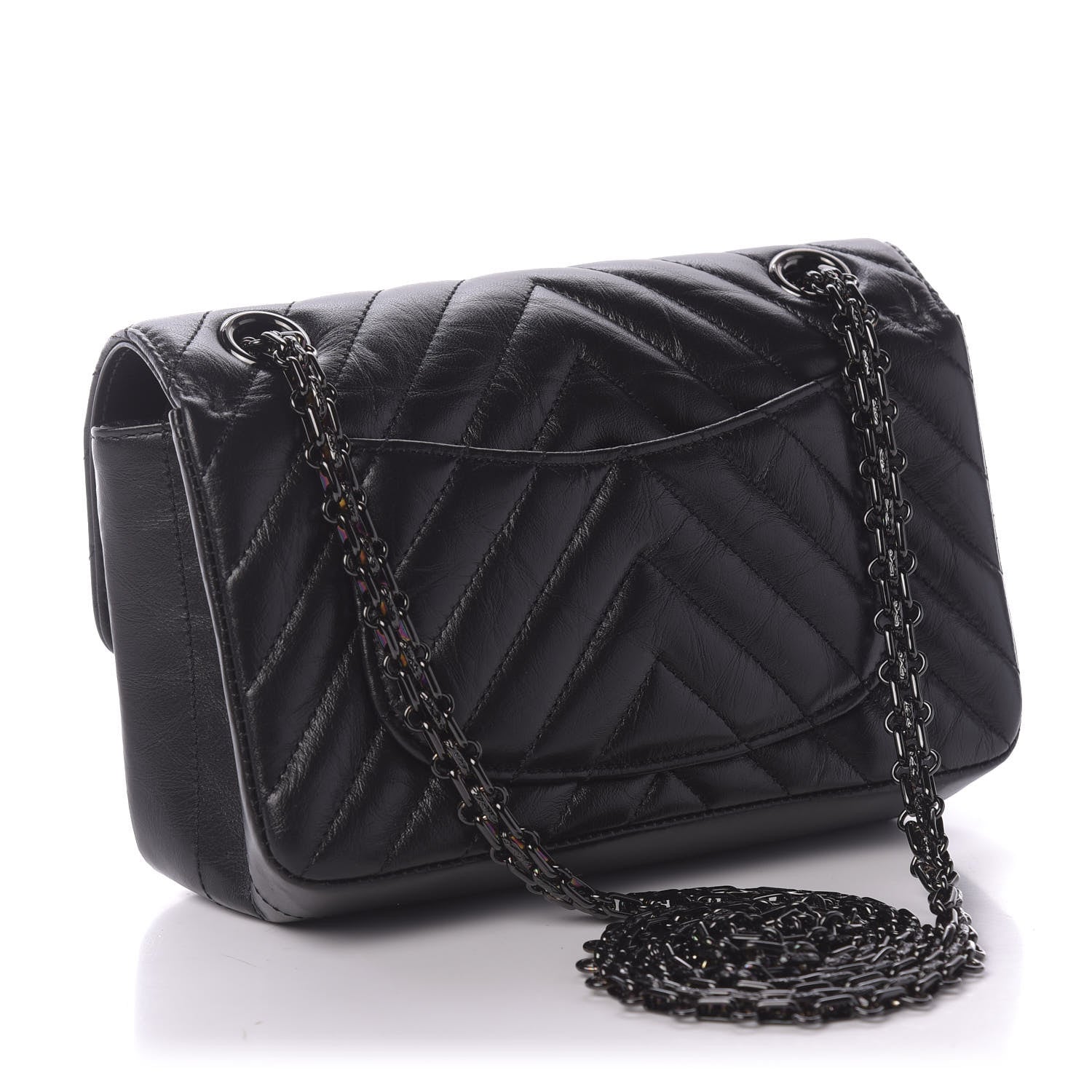 Chanel Aged Calfskin Chevron Quilted 2.55 Reissue Mini Flap So Black 2 of 9