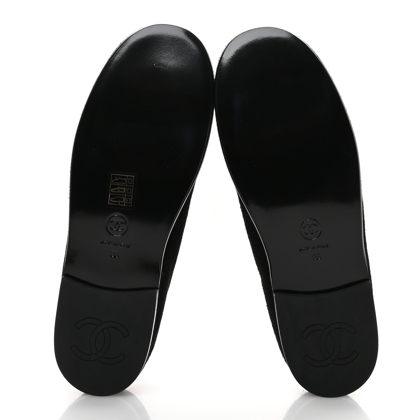 Suede Calfskin CC Mocassins 38 Black