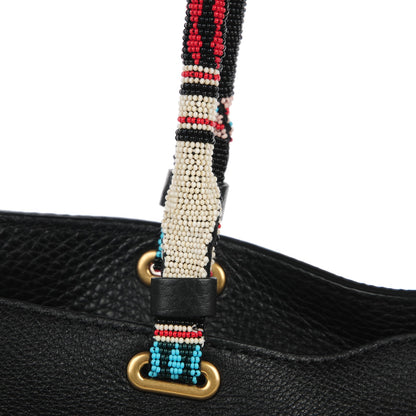 Valentino Garavani Pebbled Calfskin Beaded Medium Rockstud Tote Black 8 of 8