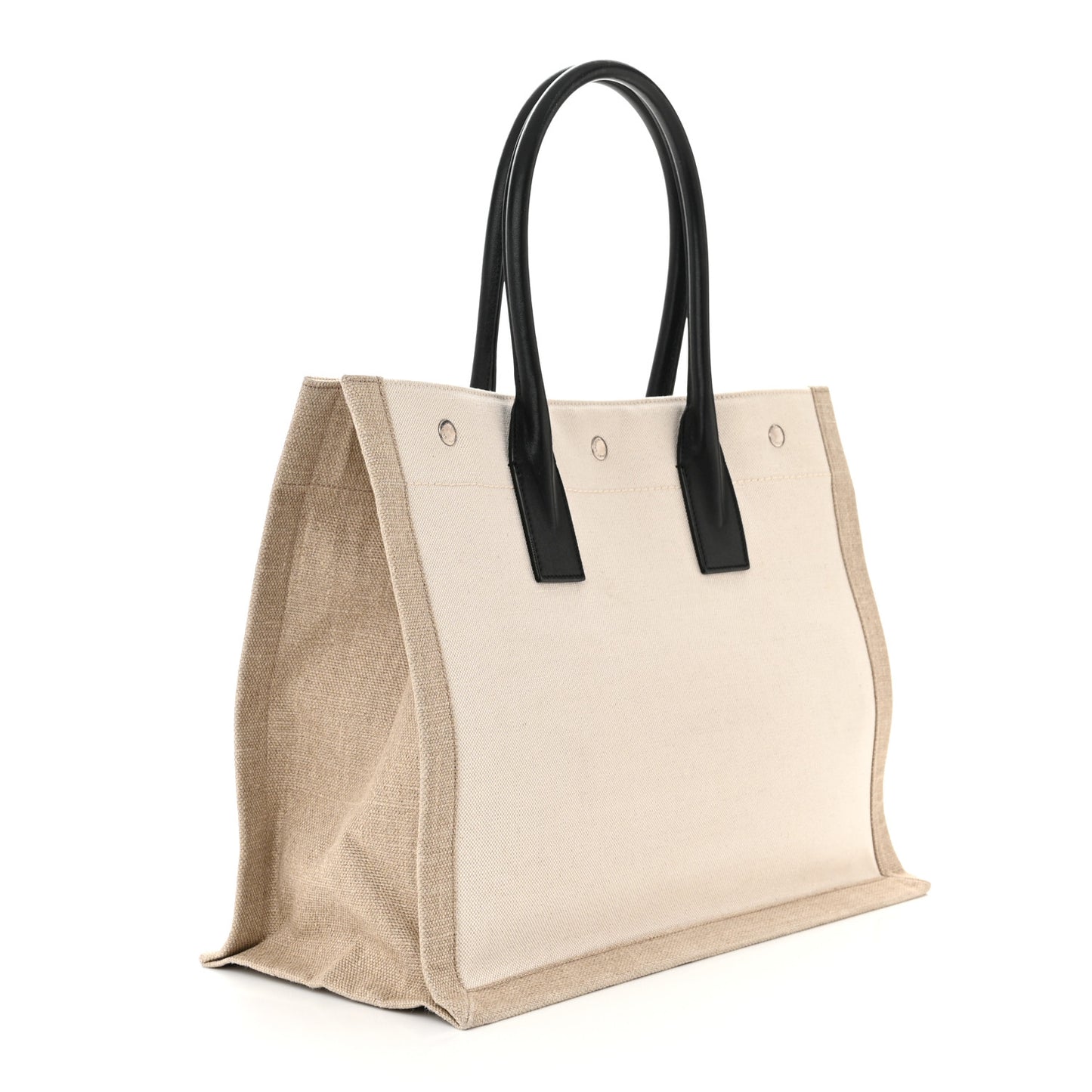 Linen Calfskin Small Rive Gauche Tote Optic White