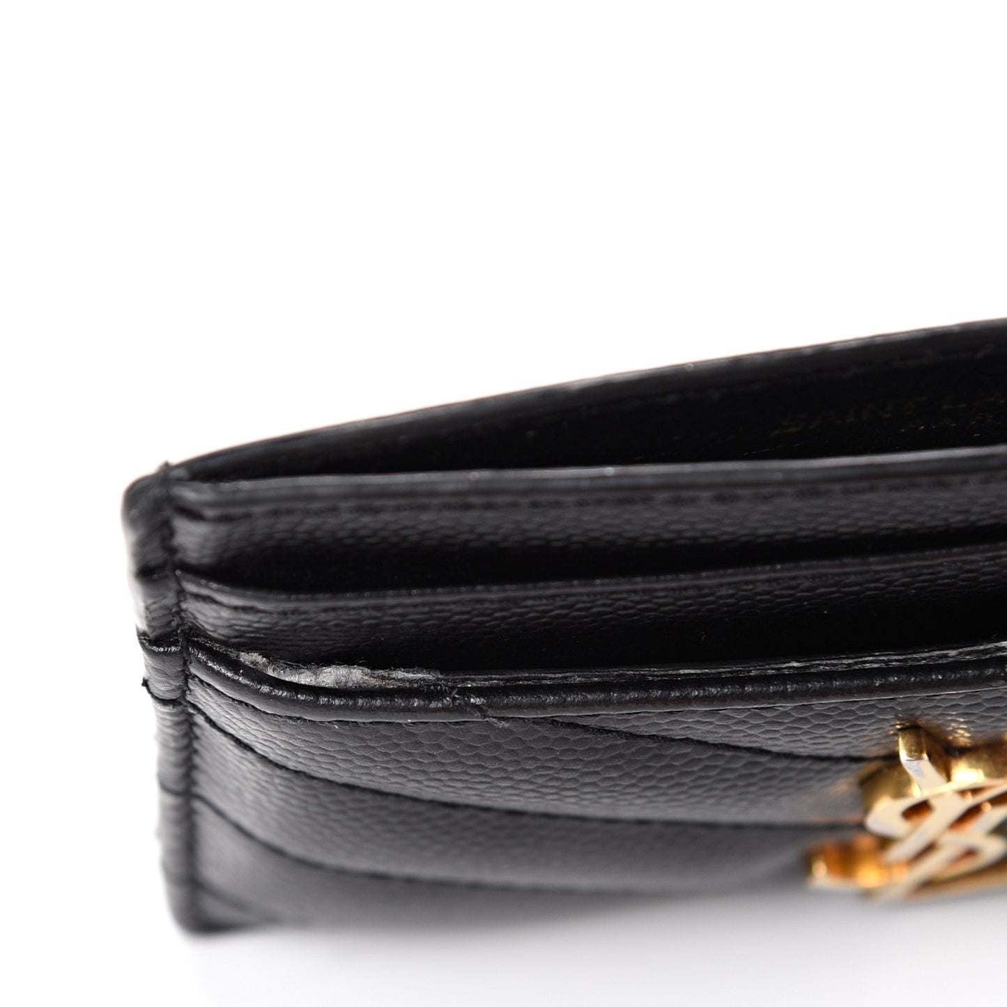 Grain De Poudre Matelasse Chevron Monogram Credit Card Case Black