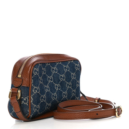 Gucci New Denim GG Monogram Dollar Calfskin Mini Ophidia Shoulder Bag Blue Tea Cuir Epilog 3 of 11