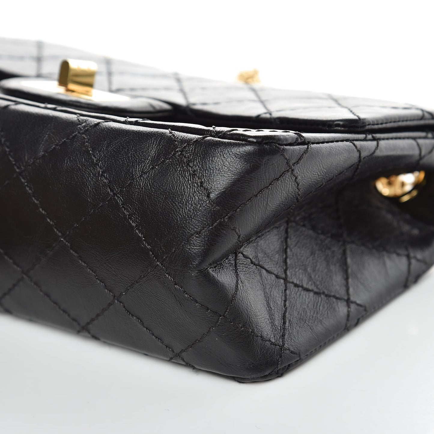Aged Calfskin Quilted 2.55 Reissue Mini Flap Black