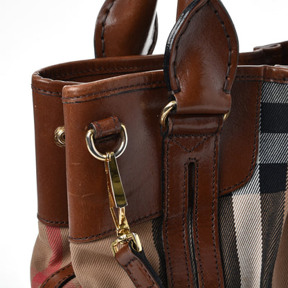 Burberry House Check Bridle Calfskin Small Whipstitch Tote Dark Tan 13 of 18