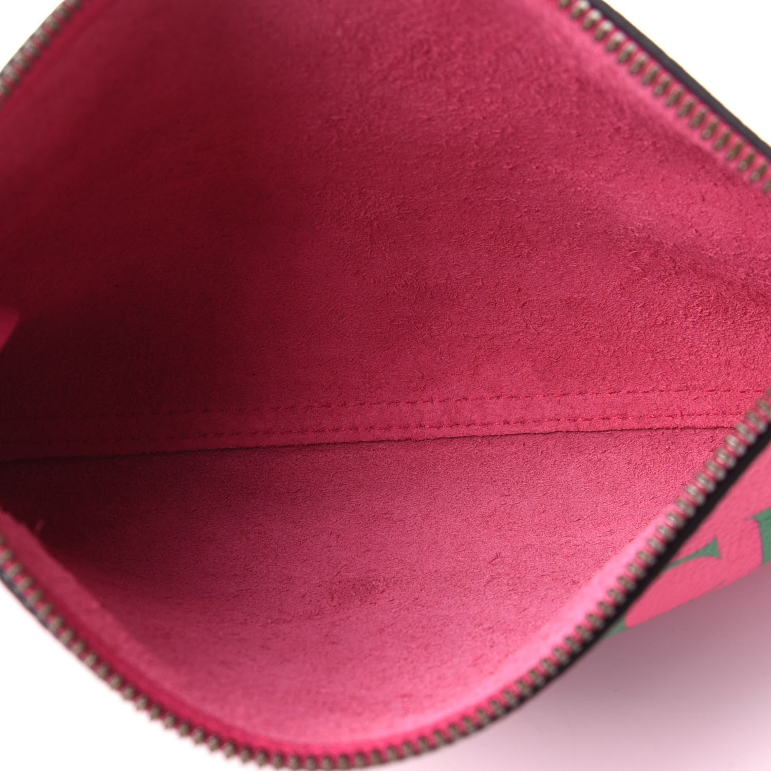 Gucci Pebbled Calfskin Medium Logo Portfolio Clutch Box Pink Green 3 of 4