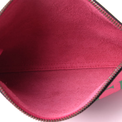 Gucci Pebbled Calfskin Medium Logo Portfolio Clutch Box Pink Green 3 of 4