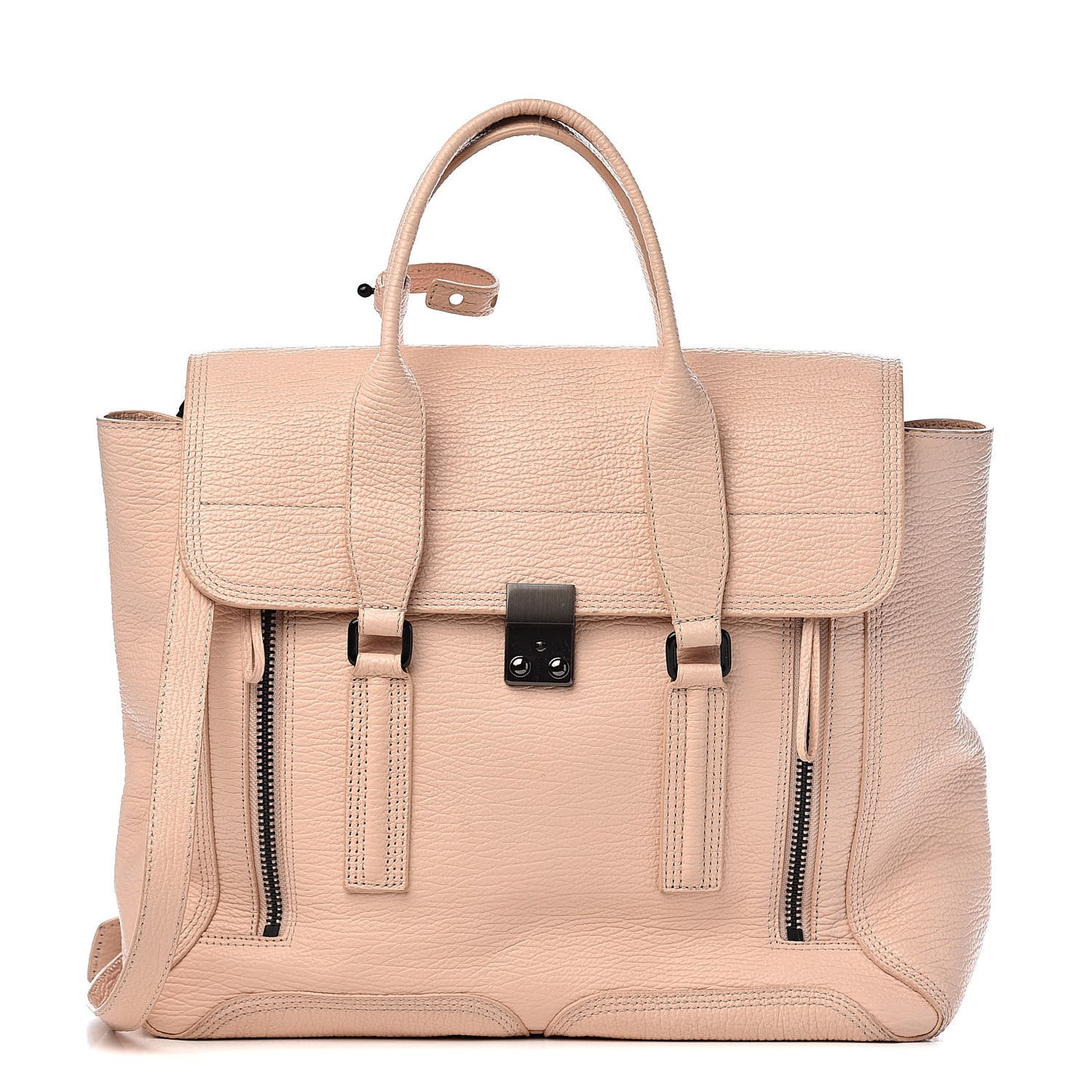 3.1 Textured Calfskin Large Pashli Satchel Blush