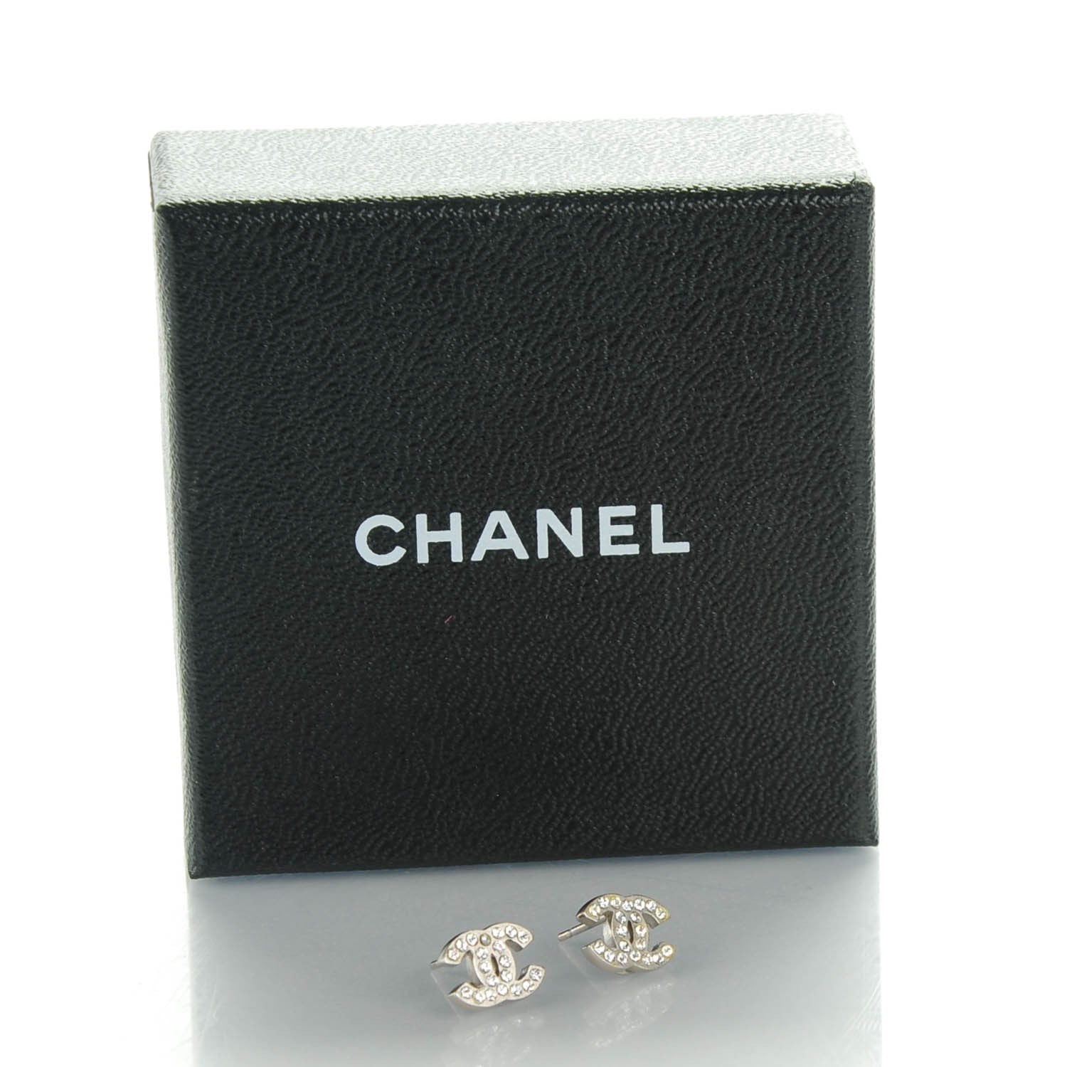 Chanel Crystal Mini Timeless CC Earrings Silver 5 of 5