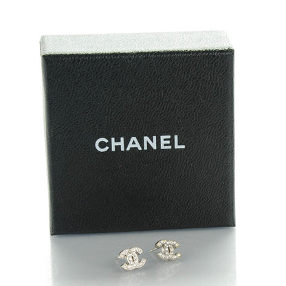 Chanel Crystal Mini Timeless CC Earrings Silver 5 of 5