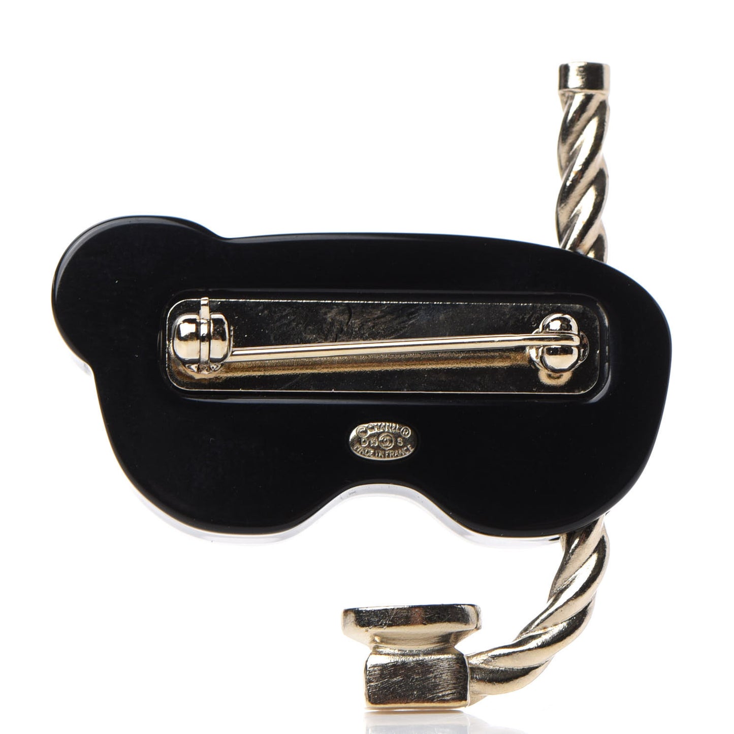 Resin Pearl Snorkeling CC Brooch Black White Gold