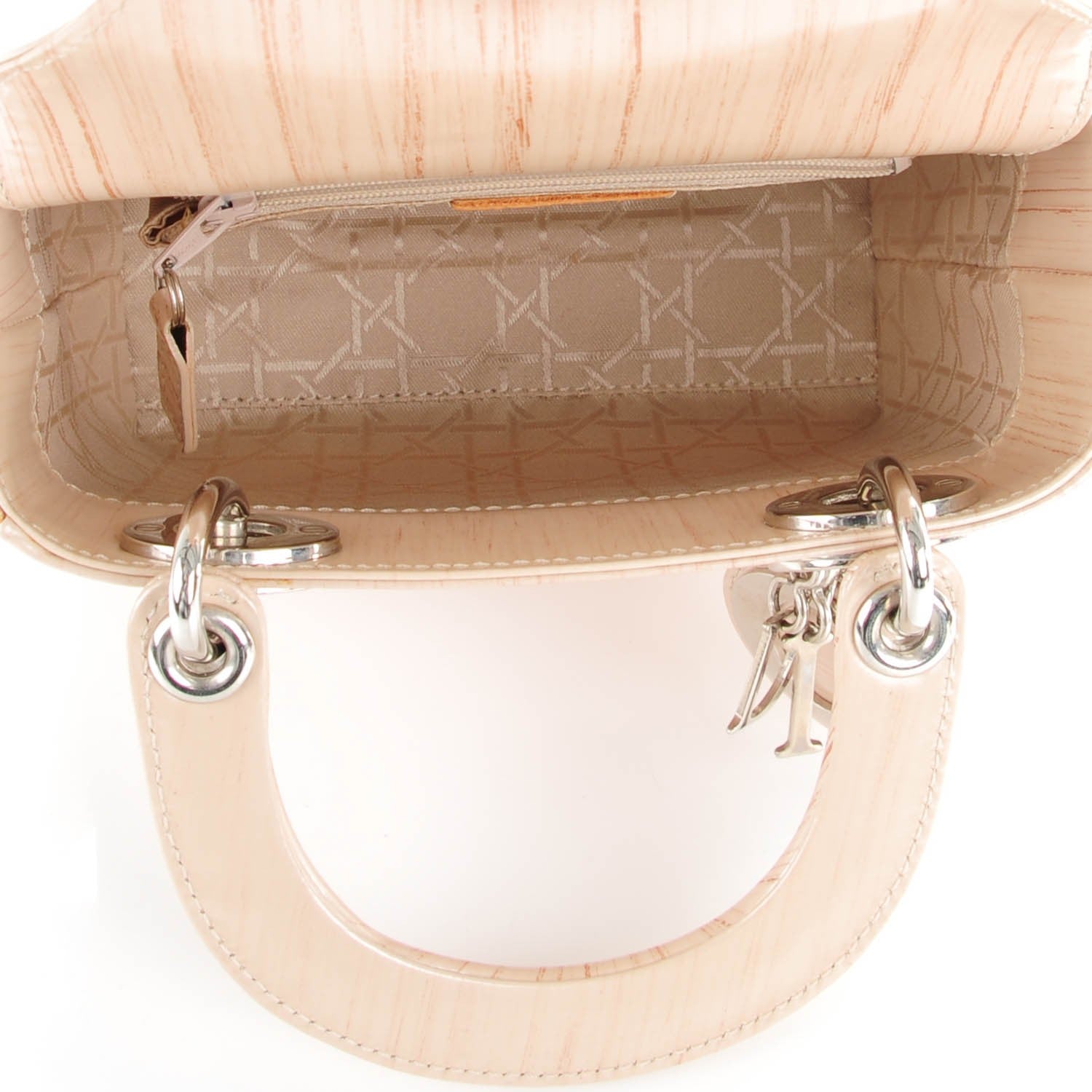 Christian Dior Wood Printed Glazed Calfskin Micro Lady Dior Beige 5 of 9