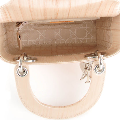 Christian Dior Wood Printed Glazed Calfskin Micro Lady Dior Beige 5 of 9