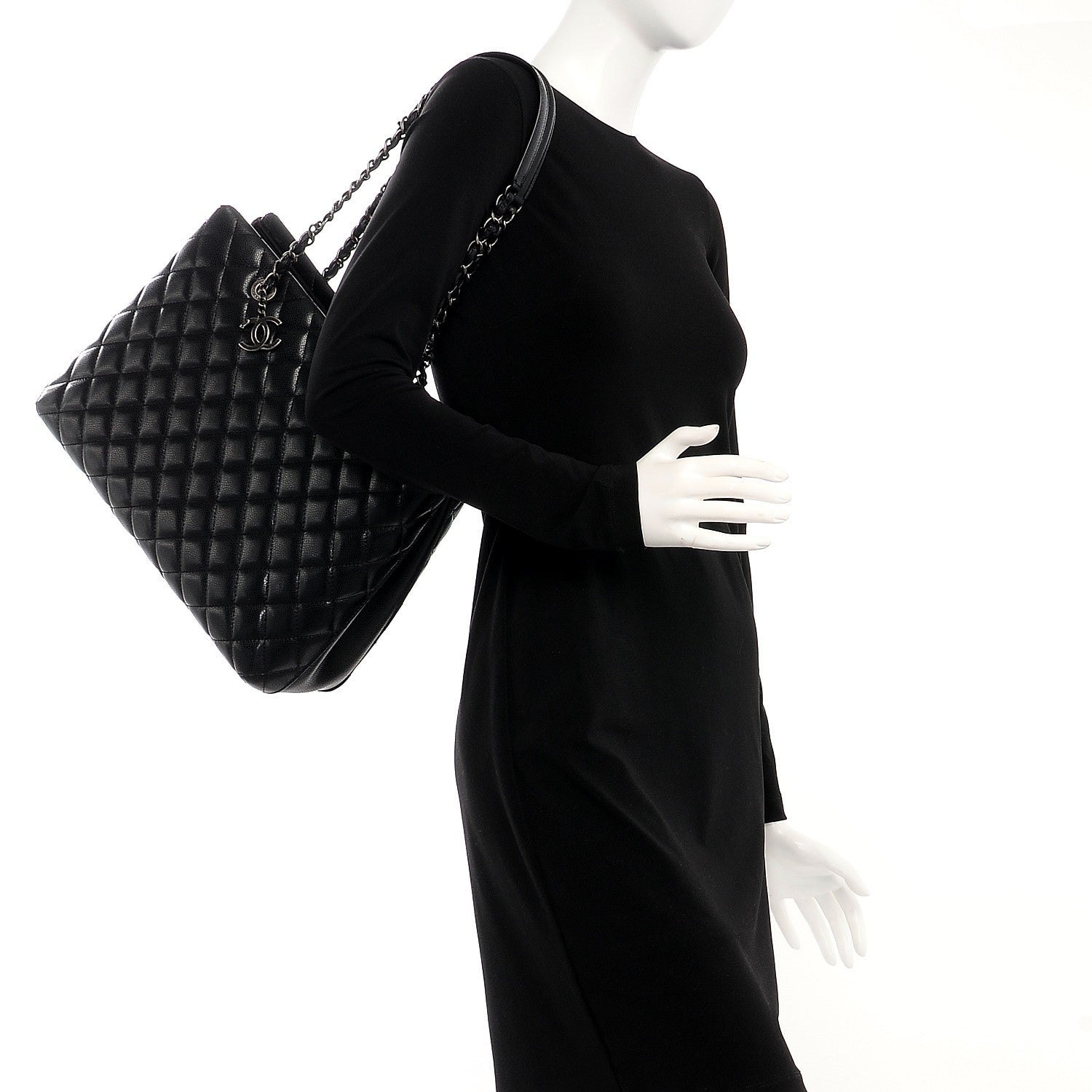 Chanel Caviar Quilted City Shopping Tote Black 2 of 8