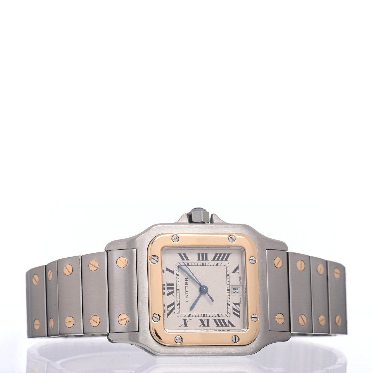 Stainless Steel 18K Yellow Gold 29mm Santos De Cartier Galbee Quartz Watch