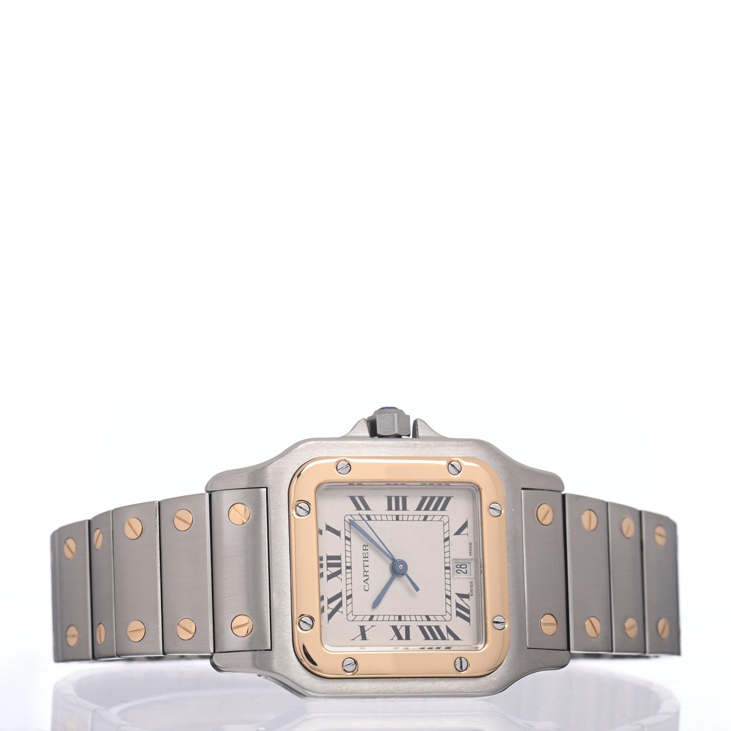 Cartier Stainless Steel 18K Yellow Gold 29mm Santos De Cartier Galbee Quartz Watch 2 of 4