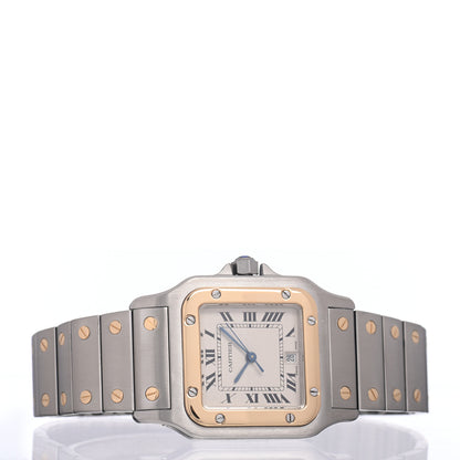 Cartier Stainless Steel 18K Yellow Gold 29mm Santos De Cartier Galbee Quartz Watch 2 of 4